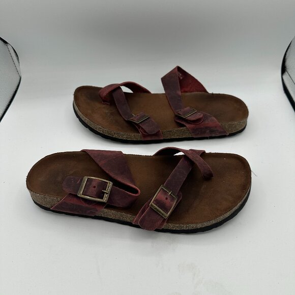 White Mountain Shoes - White Mountain Footbed Burgundy Leather Gracie Sandals Women's 9